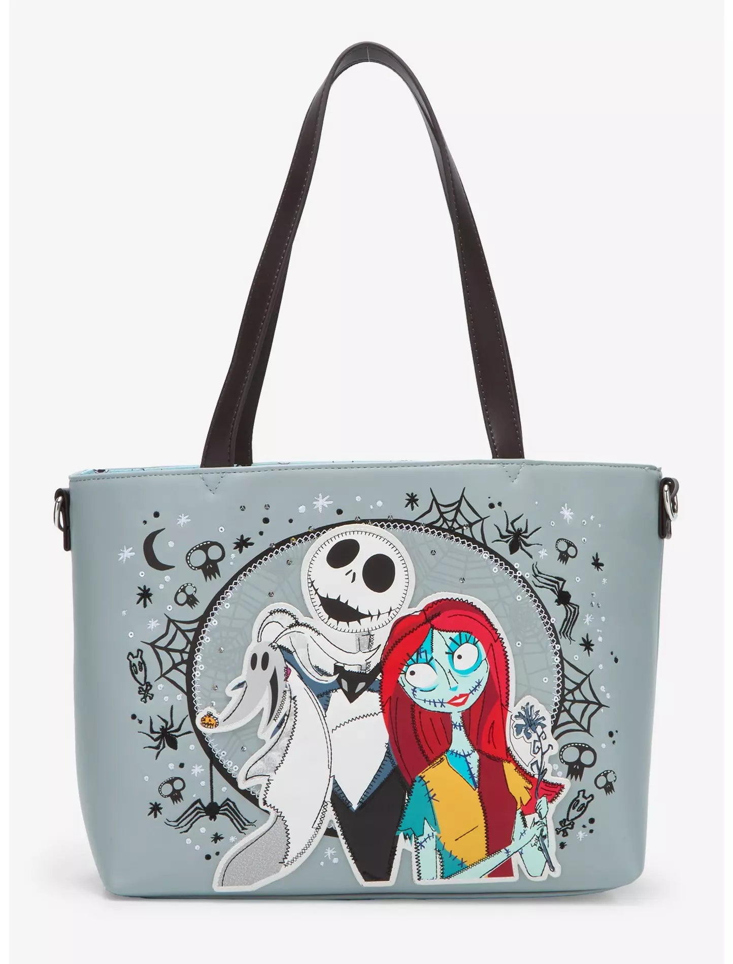 Loungefly Disney The Nightmare Before Christmas Jack, Sally, & Zero Sequin Tote Bag