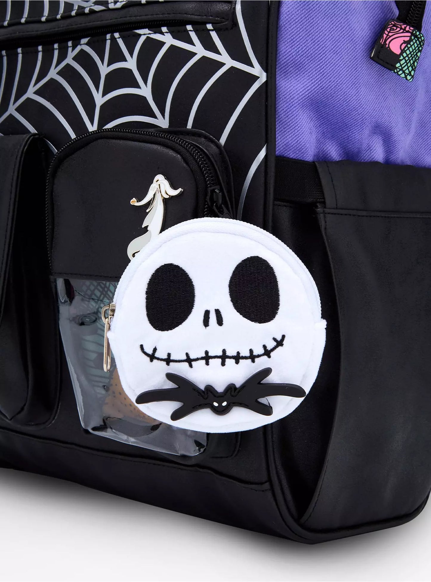 Disney The Nightmare Before Christmas Spiderweb Multi-Pocket Backpack With Jack Skellington Plush