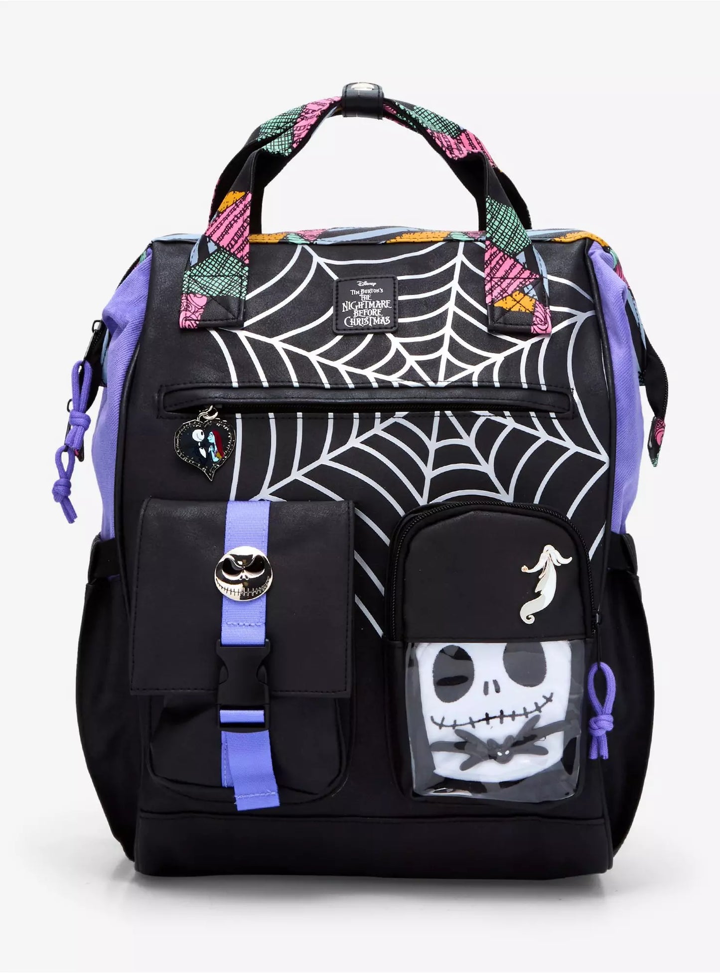Disney The Nightmare Before Christmas Spiderweb Multi-Pocket Backpack With Jack Skellington Plush
