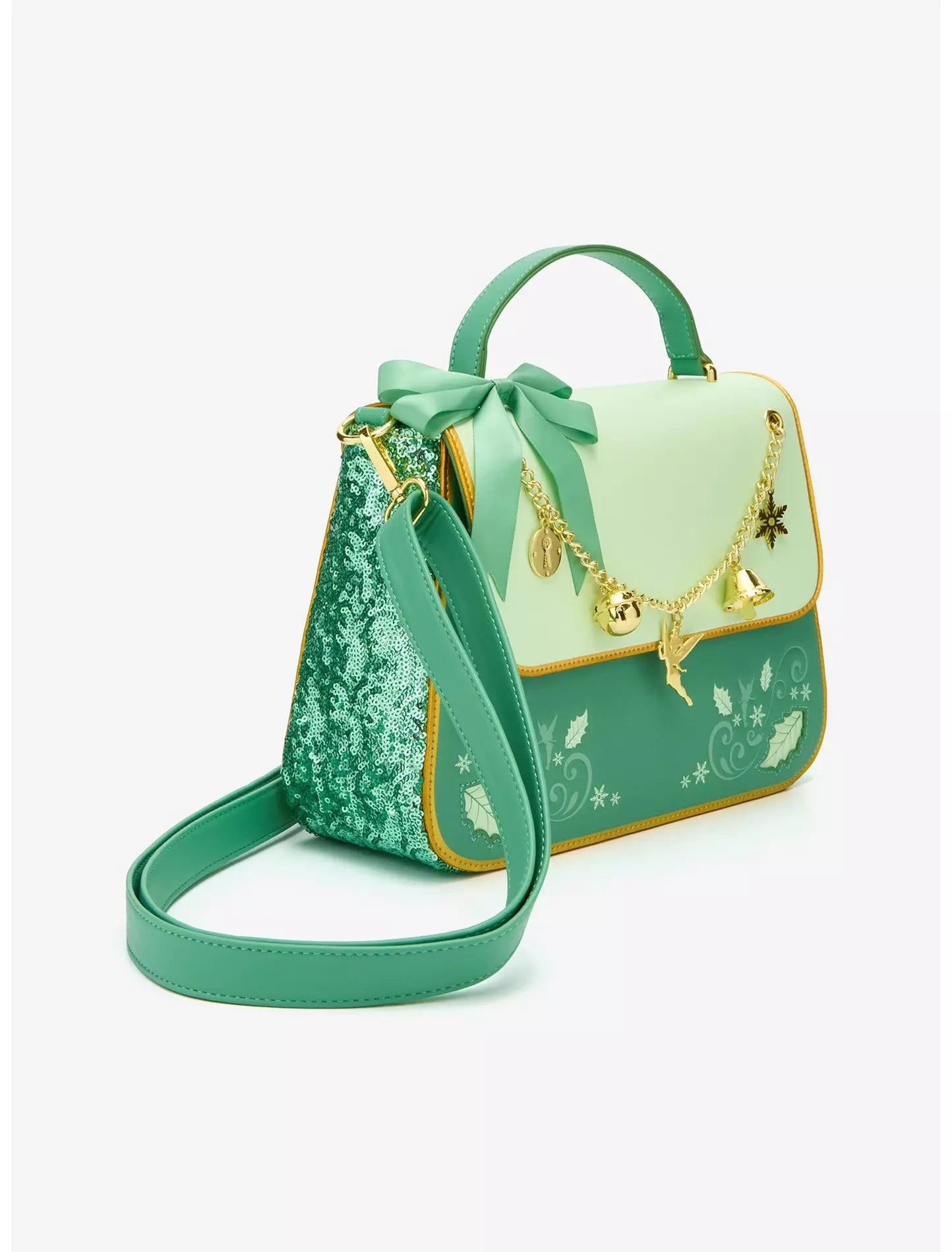 Loungefly Disney Tinker Bell Holiday Sequined Crossbody
