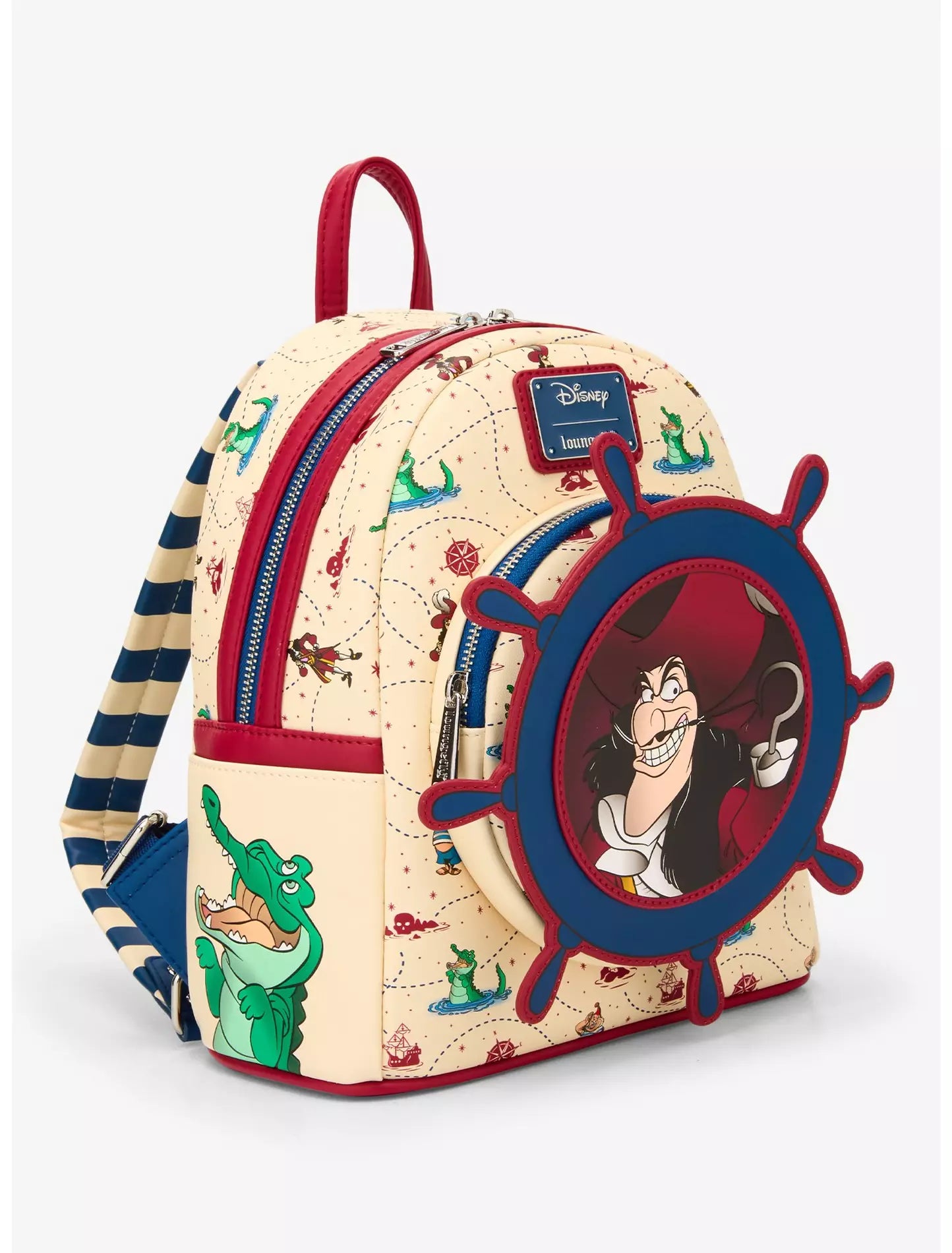 Loungefly Peter Pan Captain Hook, Ship Wheel Rotating Mini Backpack