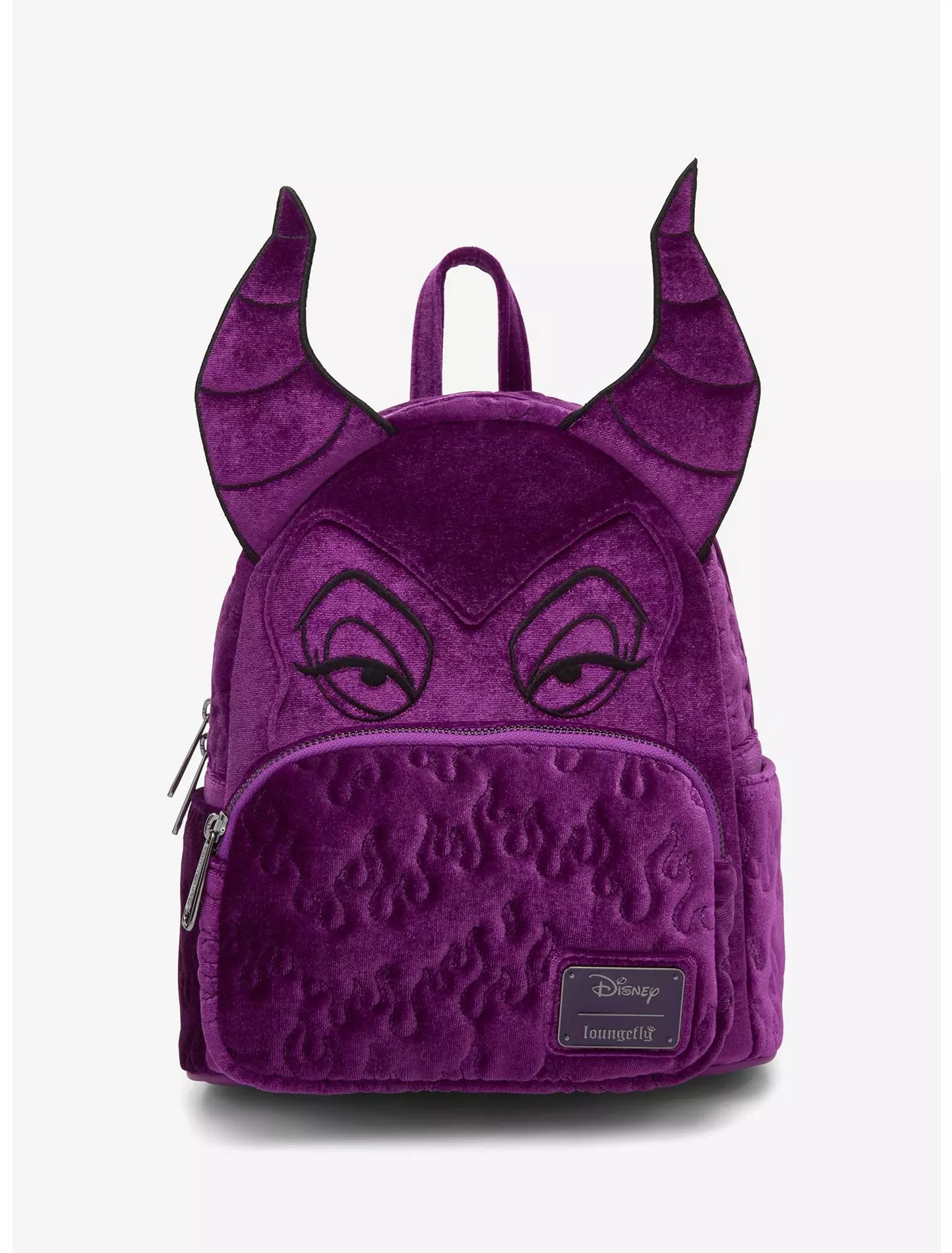 Loungefly Disney Sleeping Beauty Purple Velvet Maleficent Figural Mini Backpack