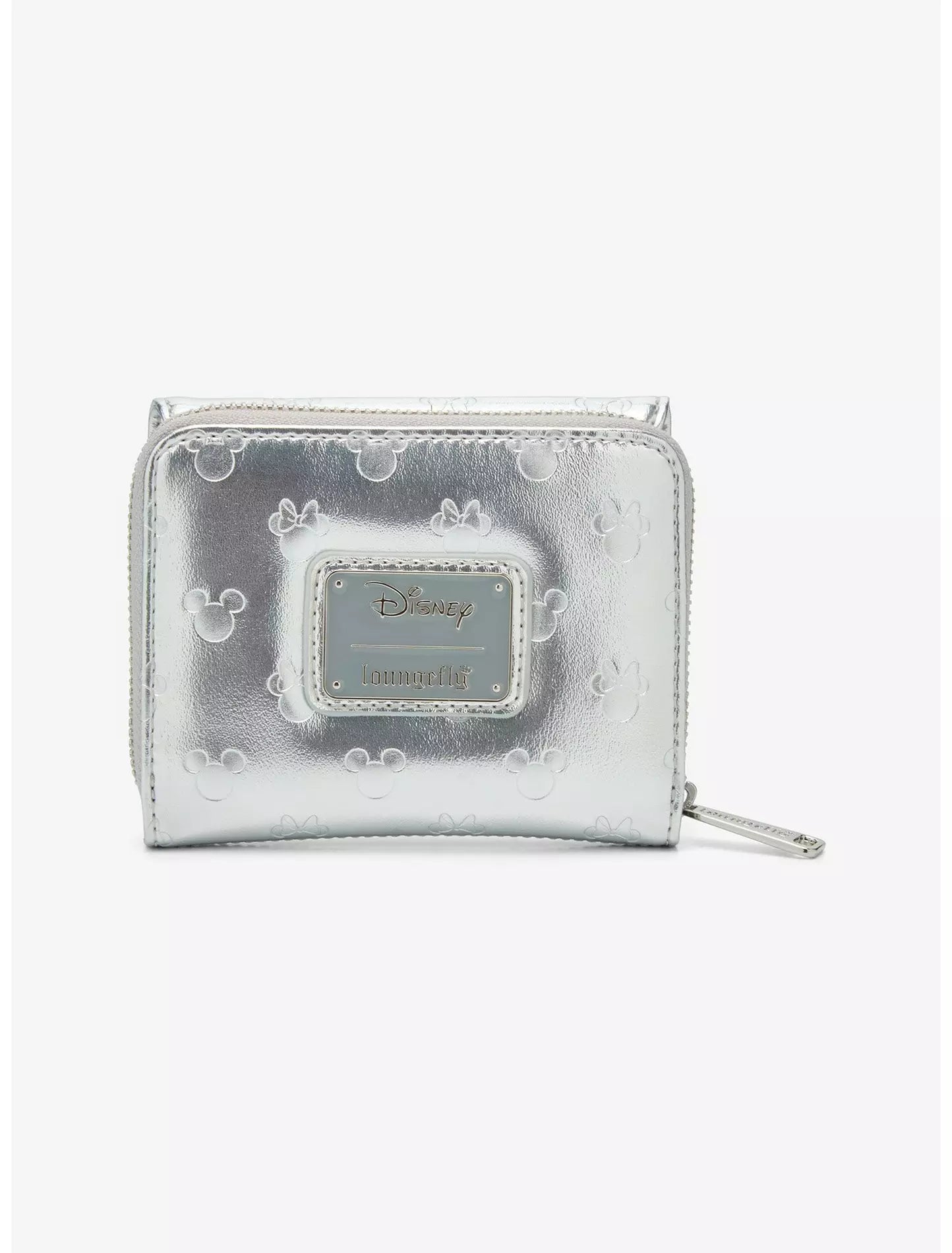 Loungefly Disney Mickey & Minnie Silver Metallic Zip Wallet