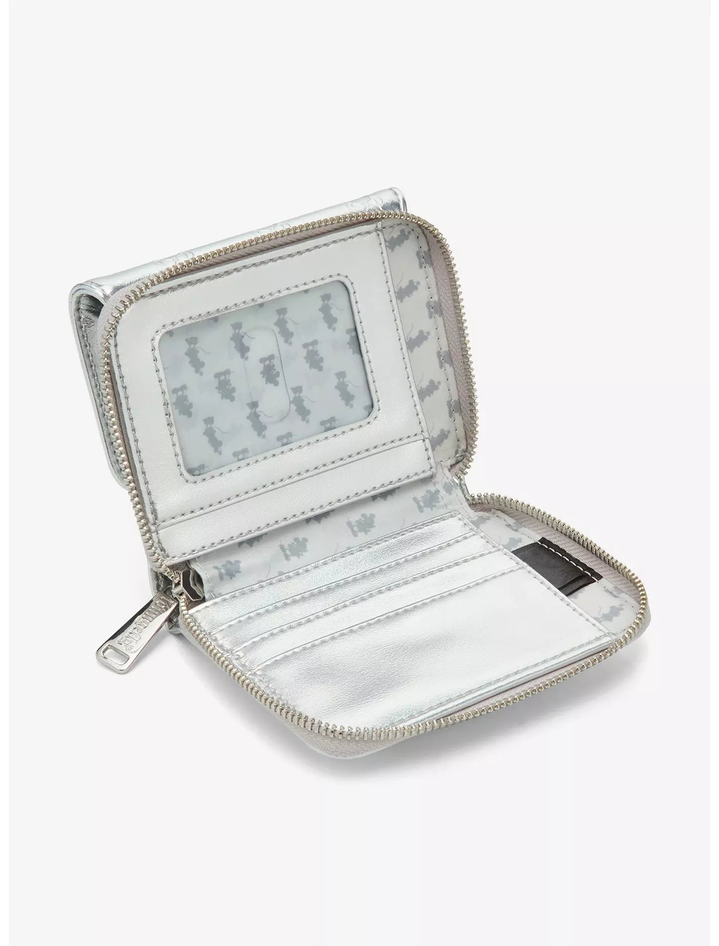 Loungefly Disney Mickey & Minnie Silver Metallic Zip Wallet