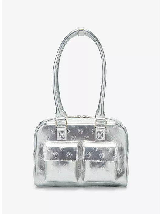 Loungefly Disney Mickey & Minnie Silver Metallic Purse