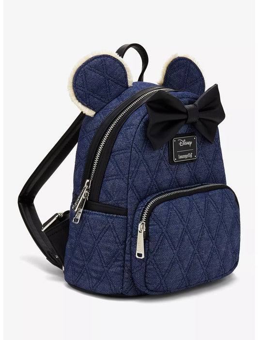 Loungefly Disney Minnie Mouse Denim Quilted Mini Backpack
