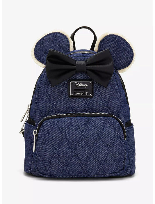 Loungefly Disney Minnie Mouse Denim Quilted Mini Backpack