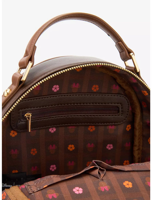 Disney Minnie Mouse Velvet Floral Interchangeable Ears Mini Backpack