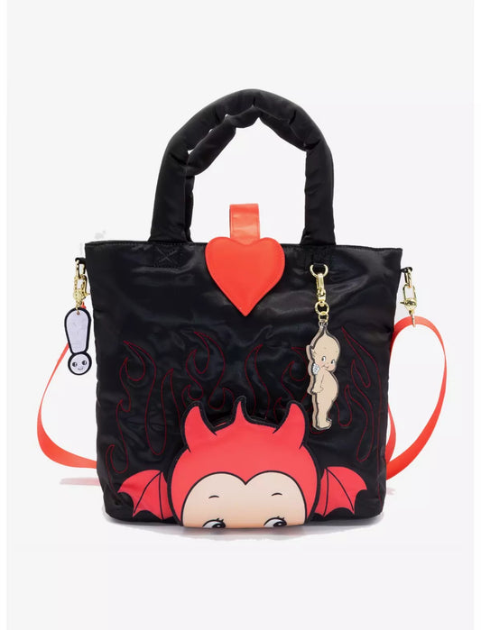 Kewpie Devil Puffy Tote Bag with Angel Acrylic Charm