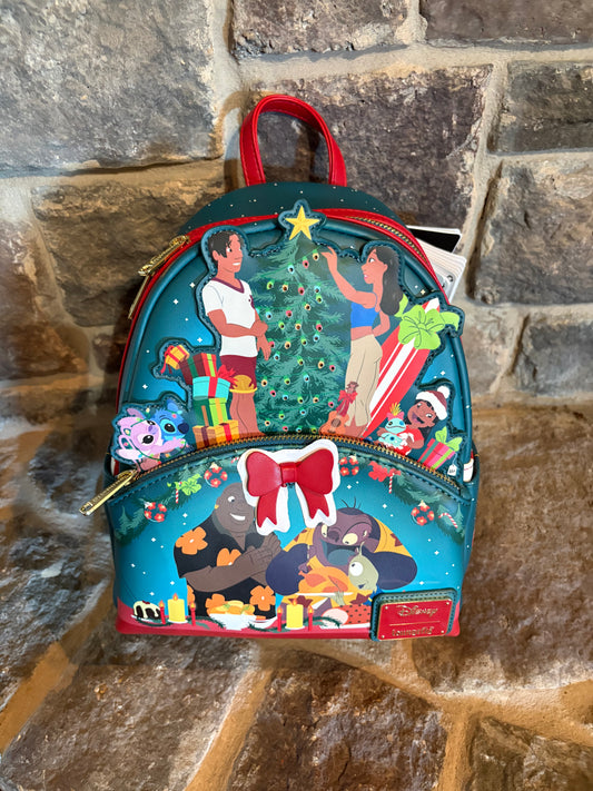 Loungefly Lilo and Stitch Holiday Celebration Light up mini backpack