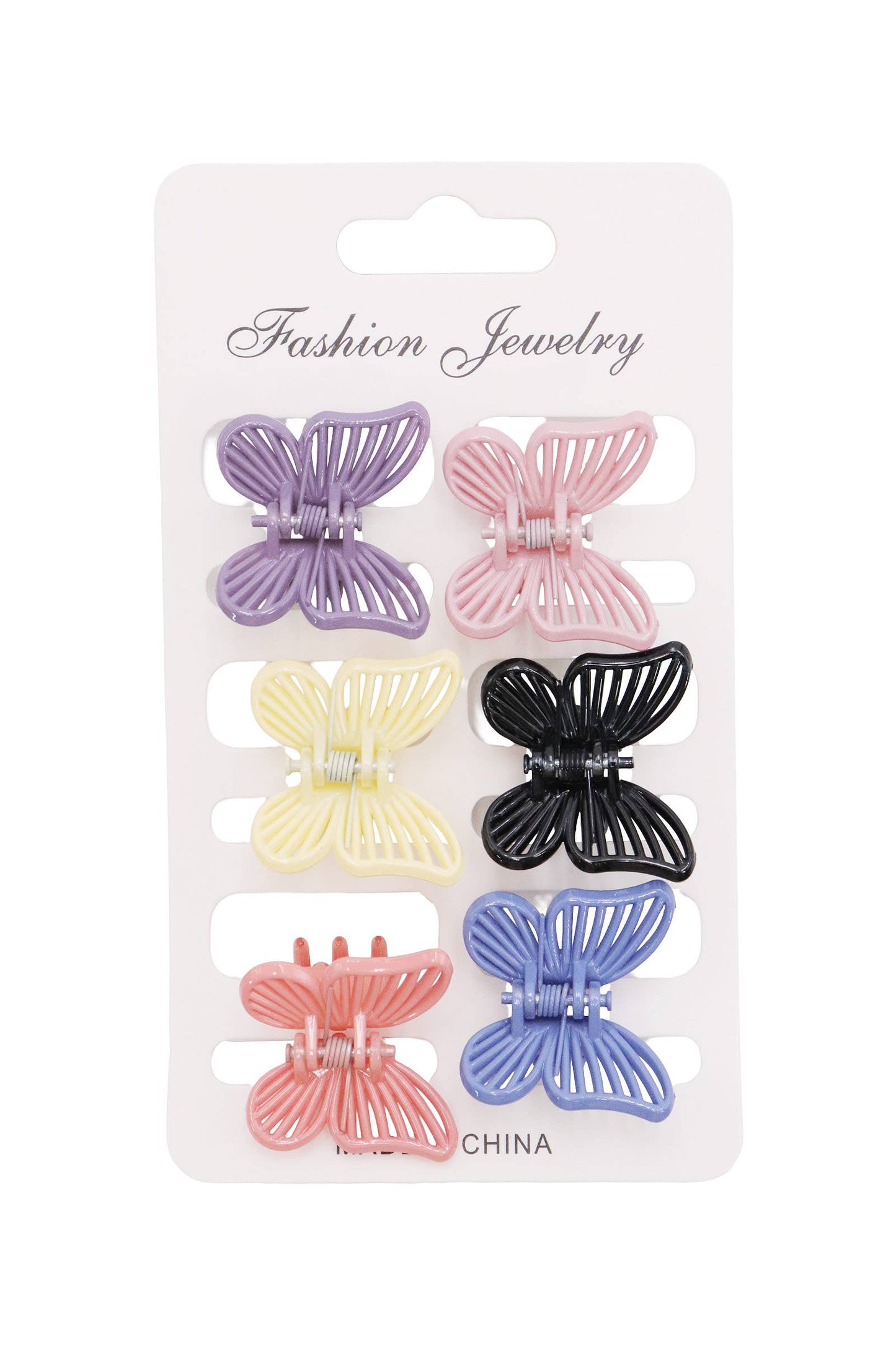 Mini Butterfly Hollow-out Hair Claw - 6 Set: ASSORTED / ONE SIZE