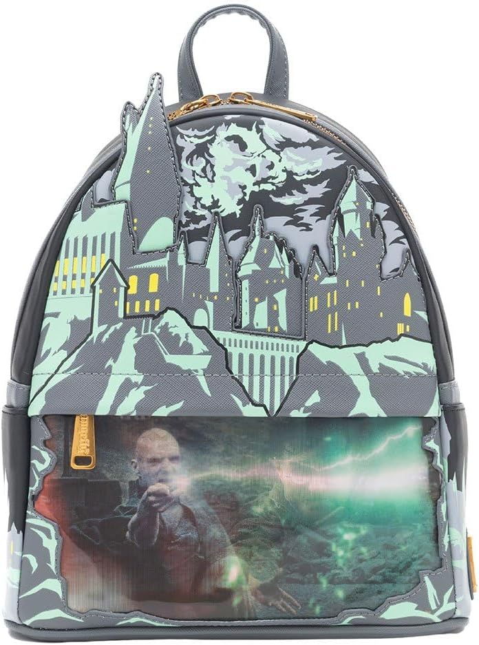 Loungefly Harry Potter vs. Voldemort  Battle of Hogwarts Lenticular Mini Backpack - Glow in the Dark