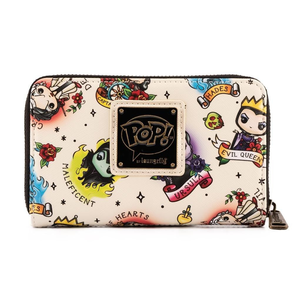 Pop By Loungefly Disney Villains Tattoo AOP Zip Around Wallet