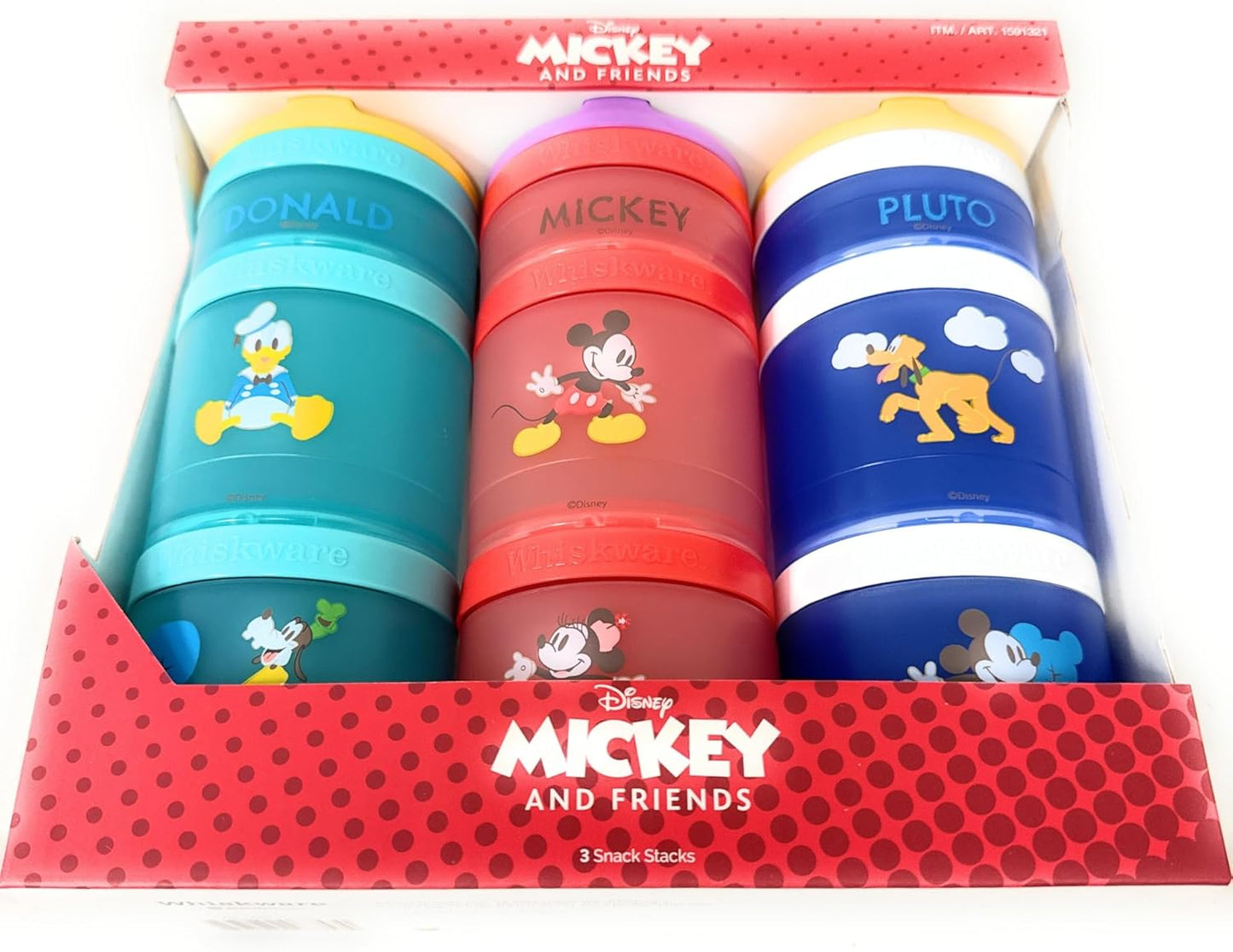 Whiskware Portable Stackable Snack Containers for Kids - Mickey and Friends