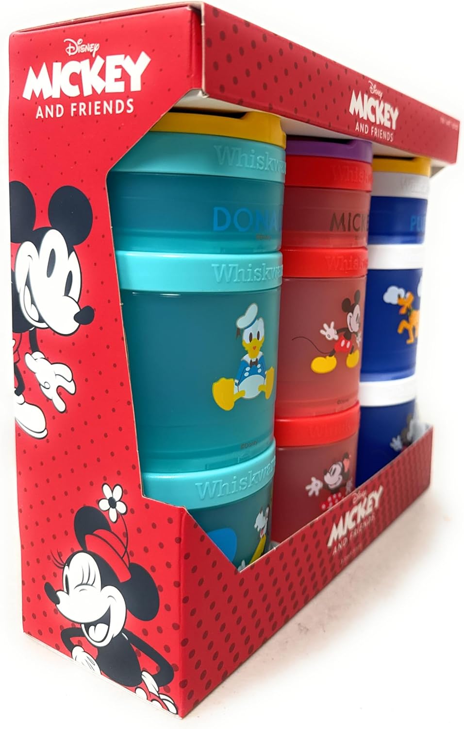 Whiskware Portable Stackable Snack Containers for Kids - Mickey and Friends
