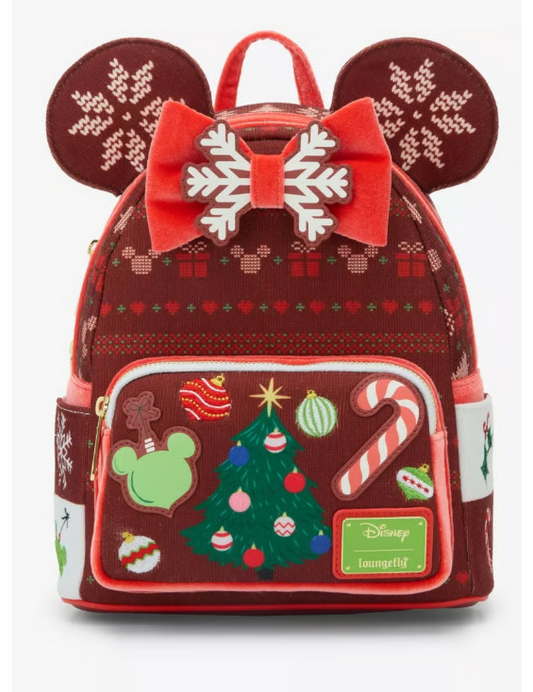 Loungefly Disney Minnie Mouse Sweater Holiday Mini Backpack