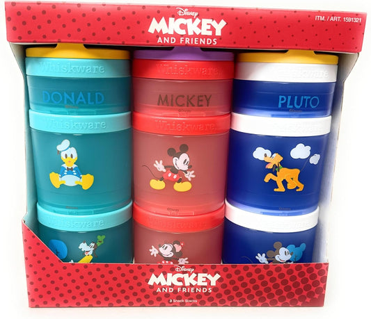 Whiskware Portable Stackable Snack Containers for Kids - Mickey and Friends