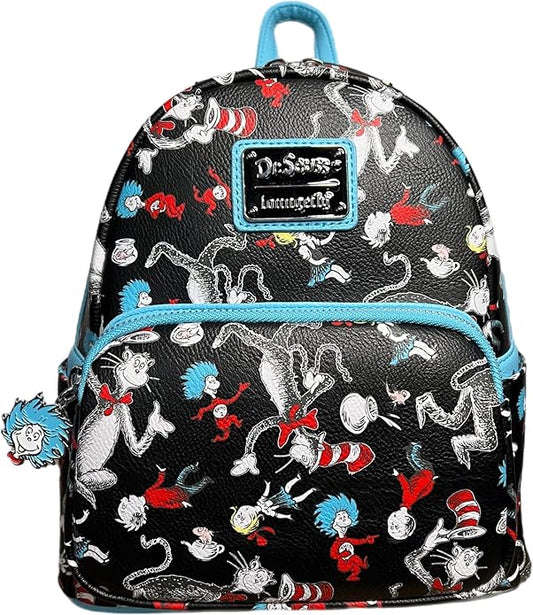 Loungefly Dr Seuss Cat in the Hat AOP Mini Backpack