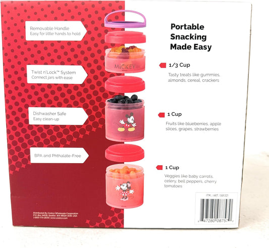 Whiskware Portable Stackable Snack Containers for Kids - Mickey and Friends