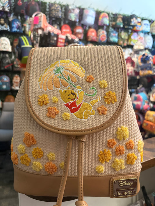 Loungefly Disney Raffia With Chenille Flowers Winnie the Pooh mini backpack