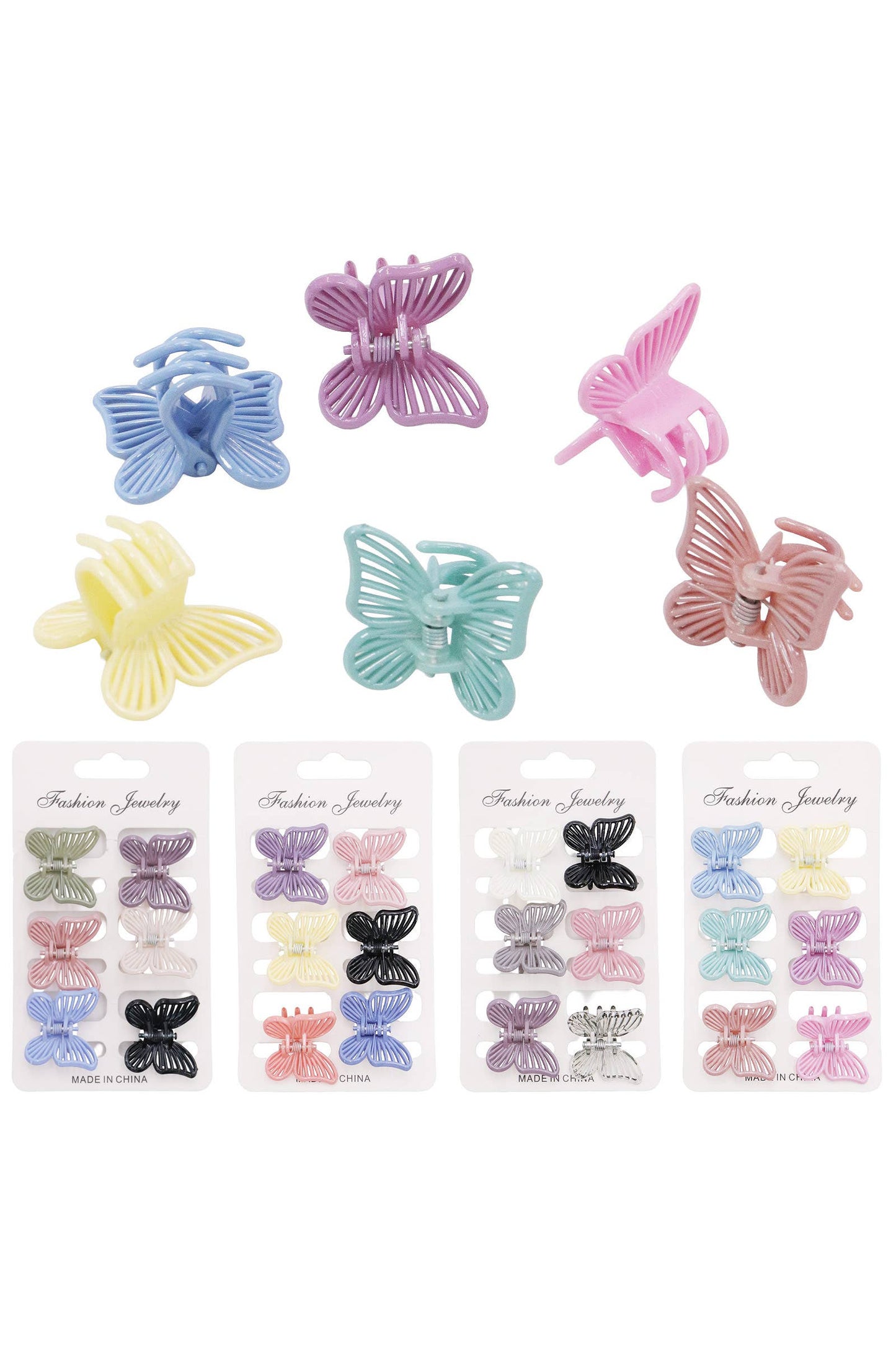 Mini Butterfly Hollow-out Hair Claw - 6 Set: ASSORTED / ONE SIZE