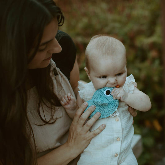 Baby Blue Bird Rattle – Handmade Organic Cotton Baby Toy
