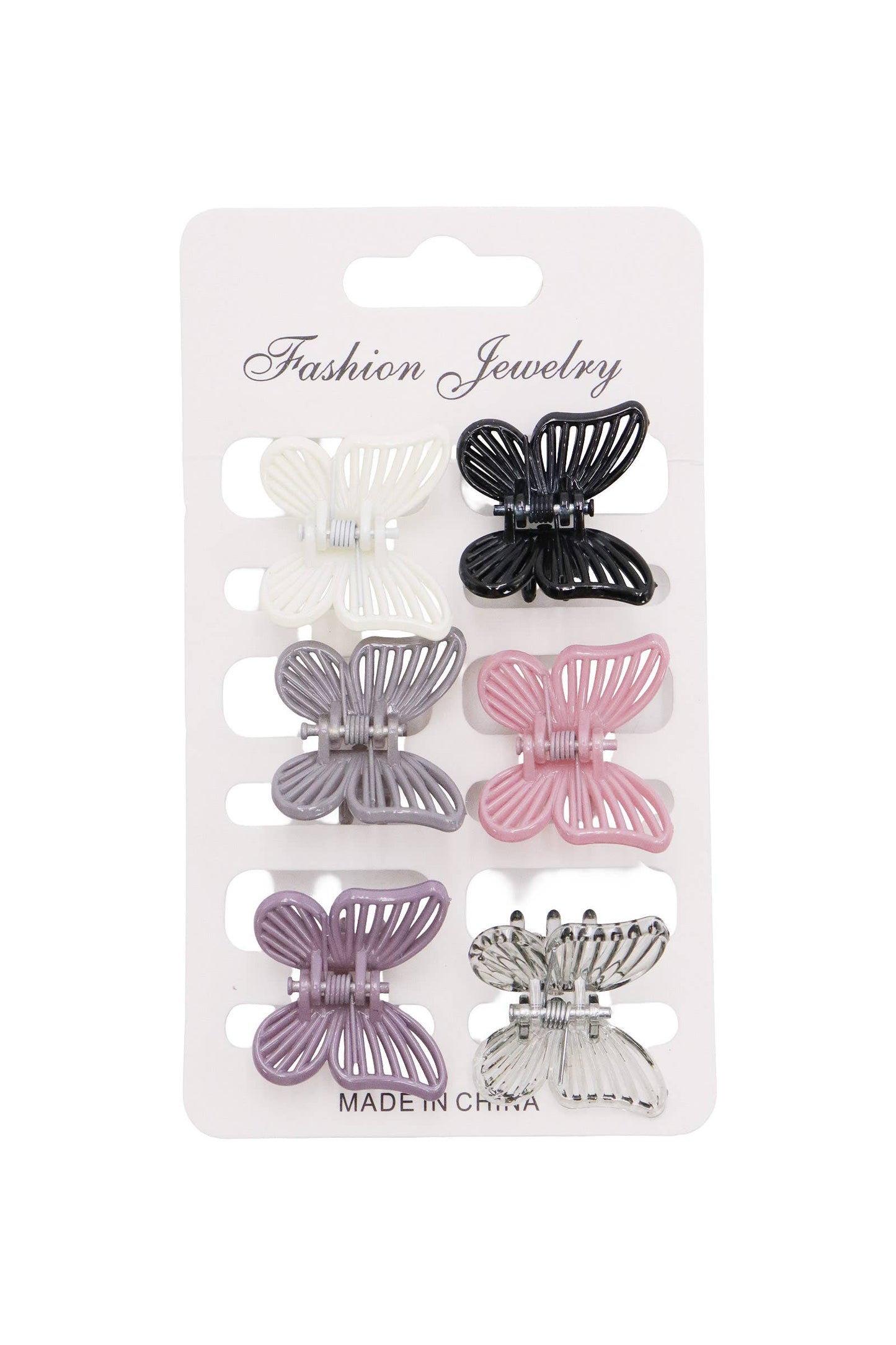 Mini Butterfly Hollow-out Hair Claw - 6 Set: ASSORTED / ONE SIZE