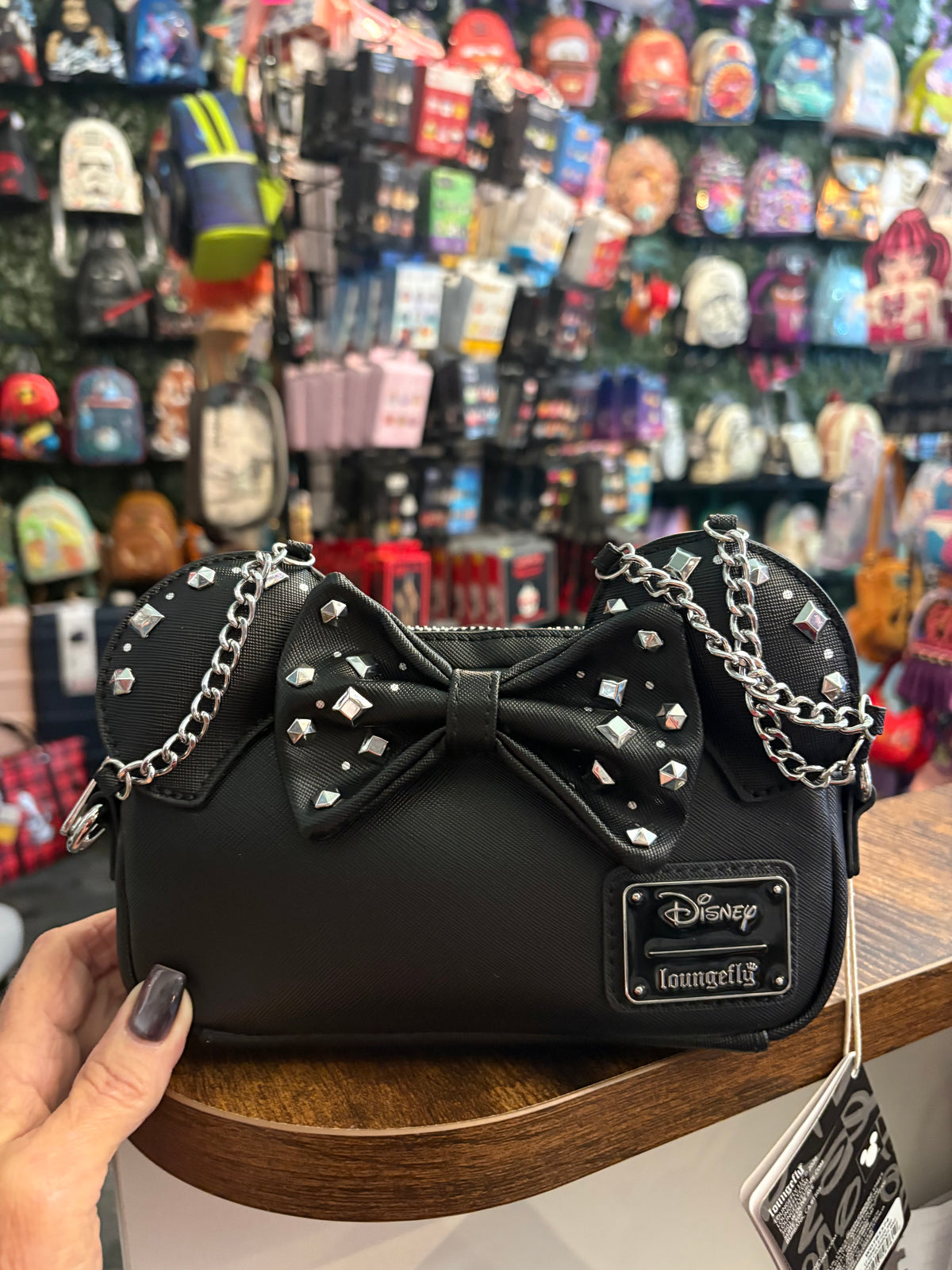 Loungefly Disney Minnie Studs and Chains Crossbody Bag