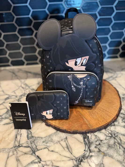 Disney Kingdom Hearts LoungeFly King Mickey Backpack & Wallet GameStop Exclusive