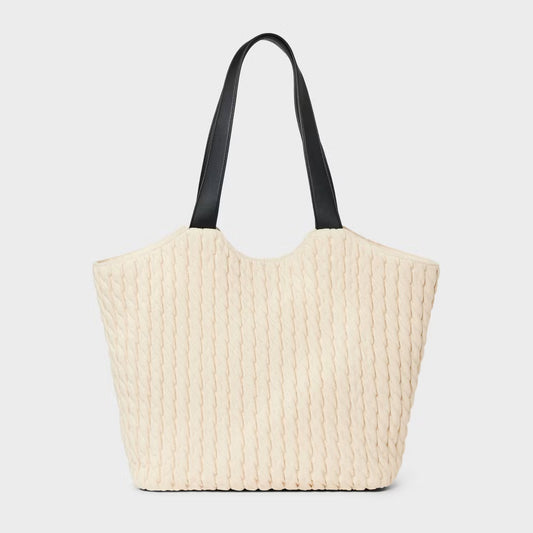 A New Day Quilted Shopper Tote Handbag Bag Carryall Magnetic Closure