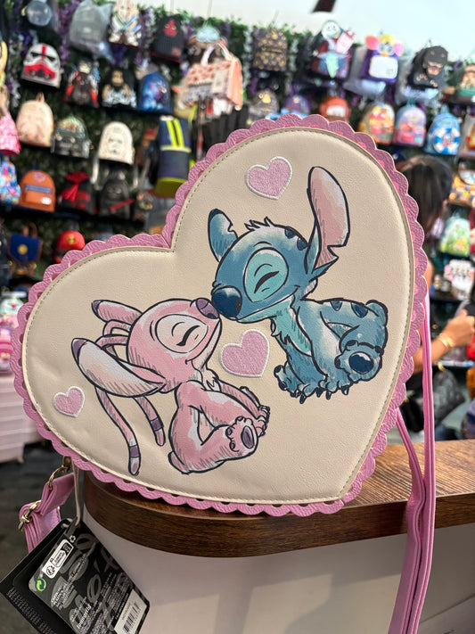 Loungefly Disney Stitch and Angel Heart shaped Crossbody Bag