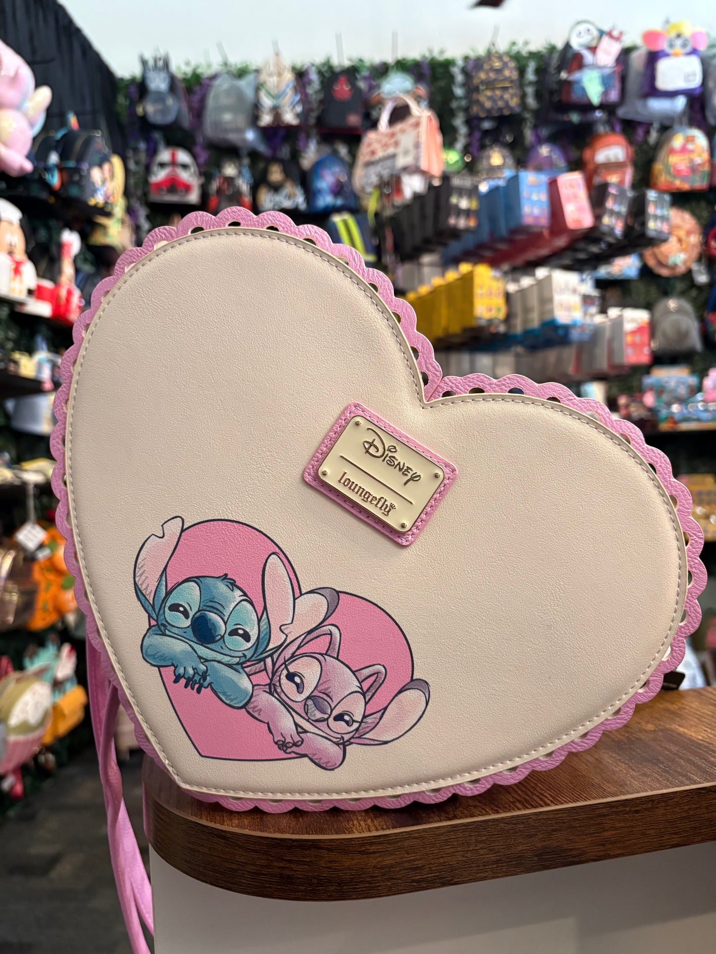 Loungefly Disney Stitch and Angel Heart shaped Crossbody Bag