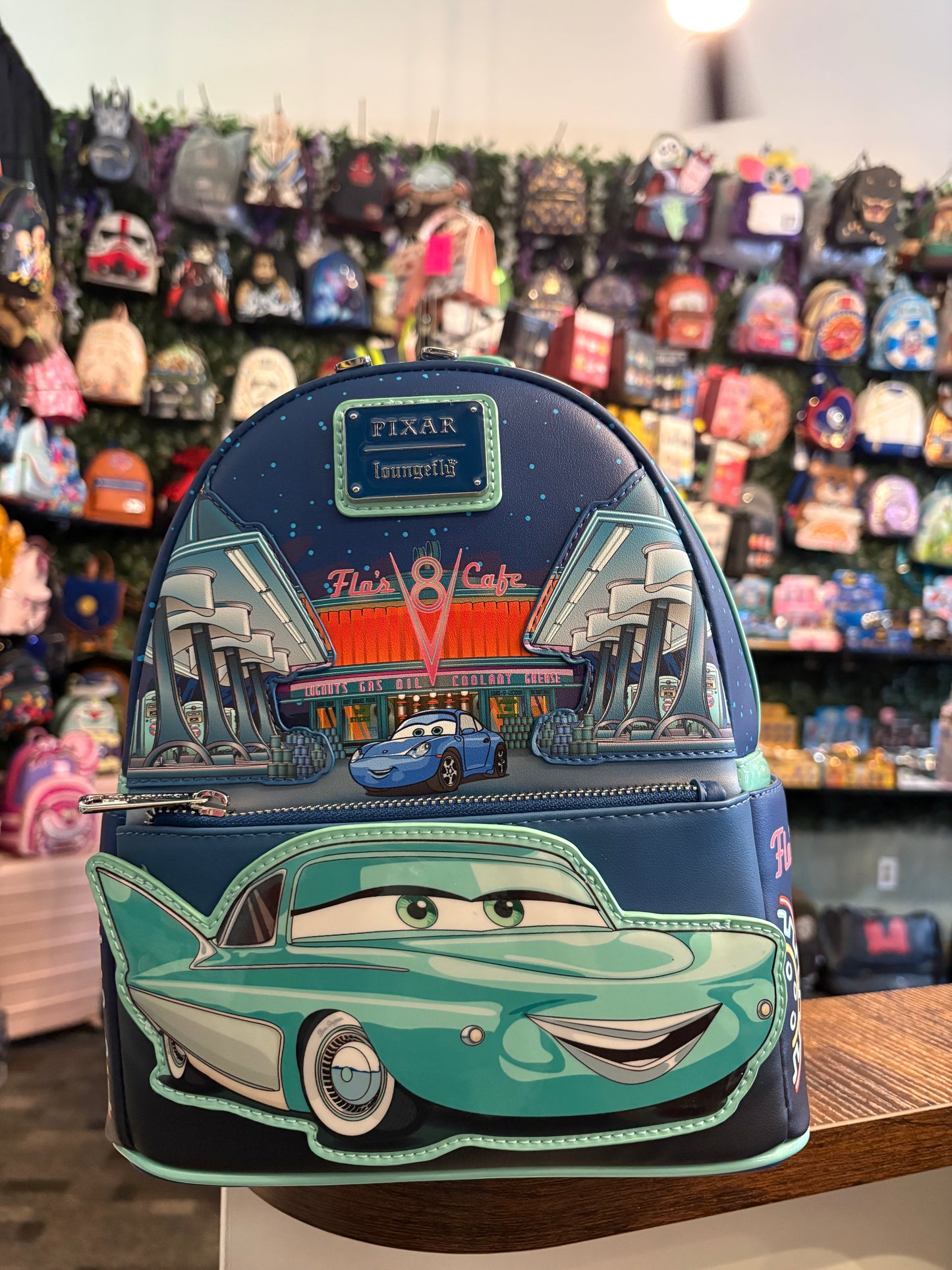Loungefly Pixar Cars Flos Cafe Glow in the Dark Mini Backpack