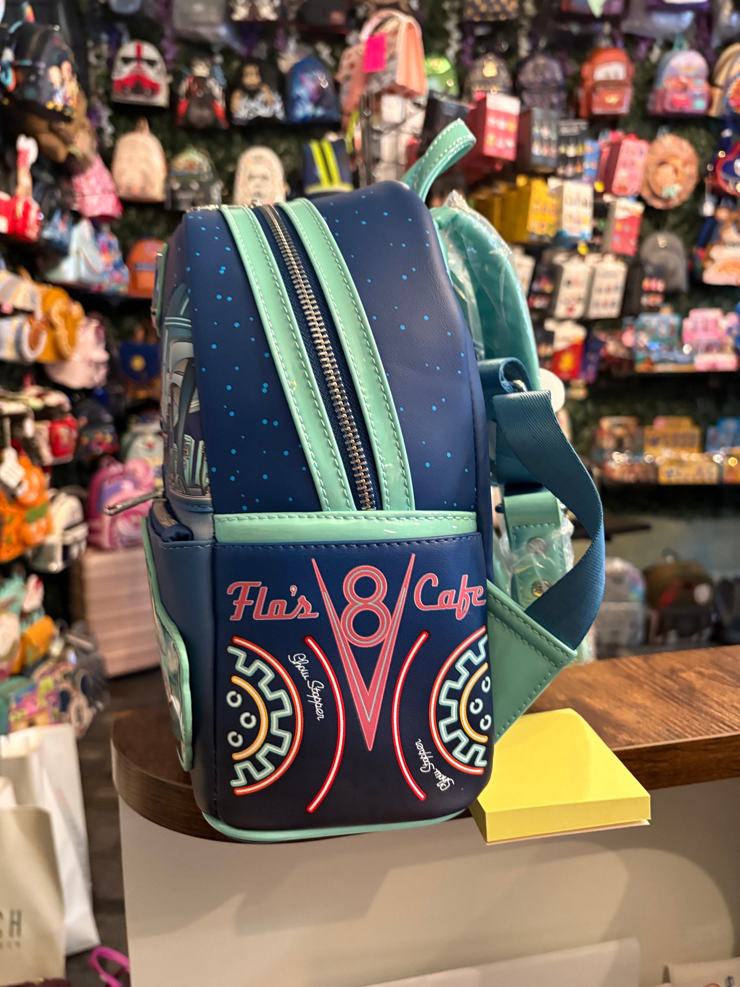 Loungefly Pixar Cars Flos Cafe Glow in the Dark Mini Backpack