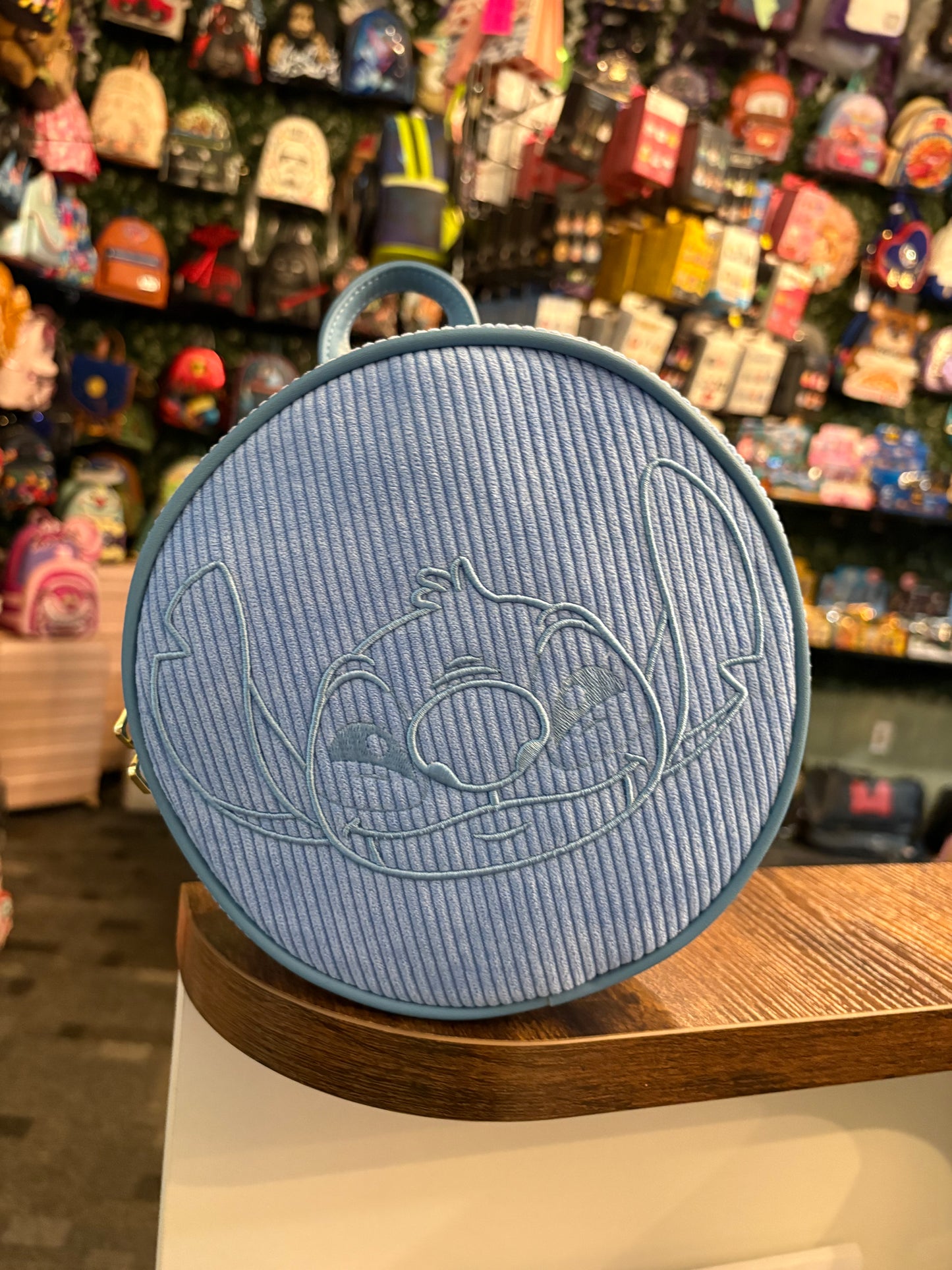 Loungefly Stitch Corduroy Embroidery Round Crossbody