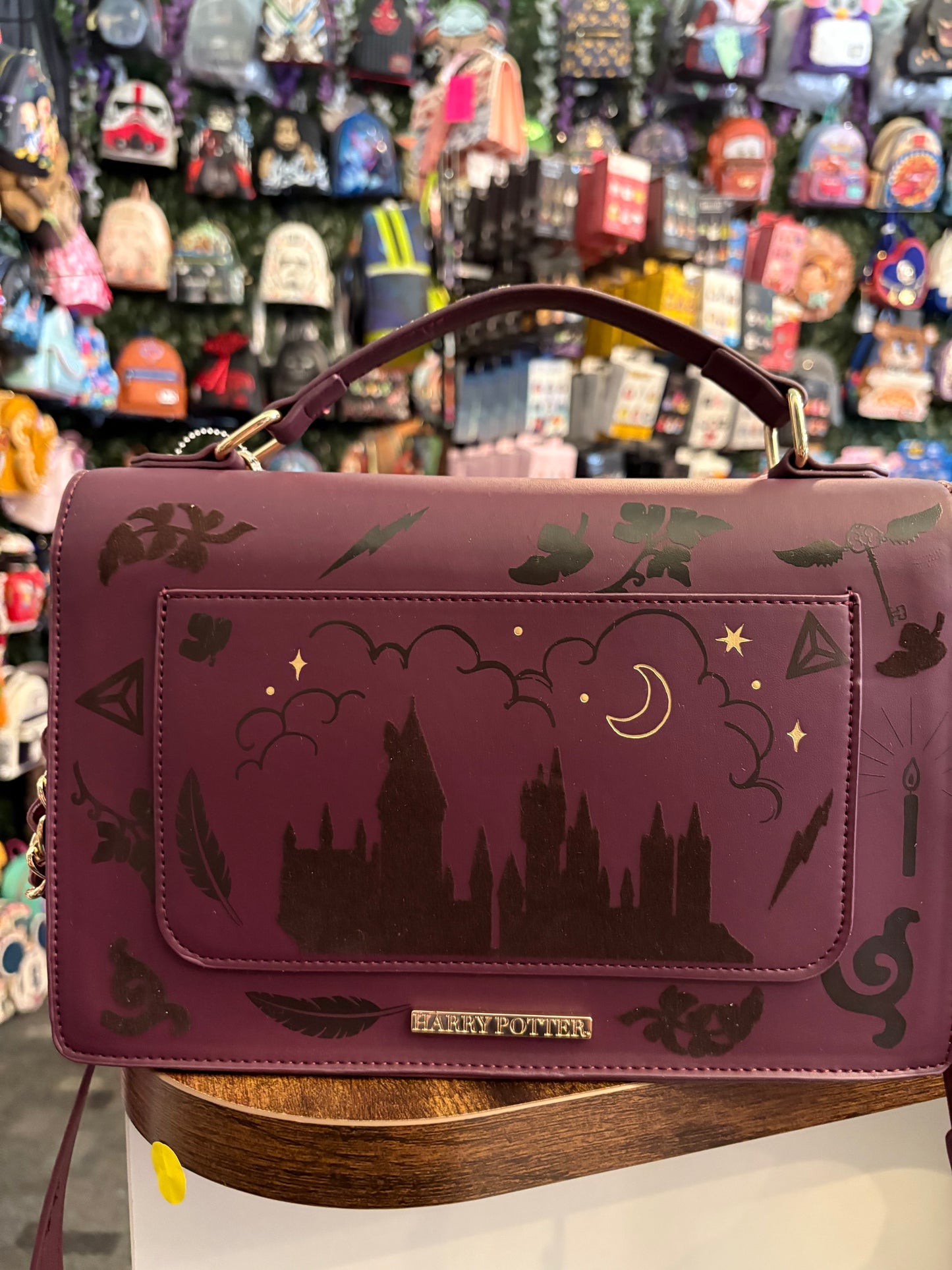 Box Lunch Harry Potter Hedwig Flocked Maroon Crossbody