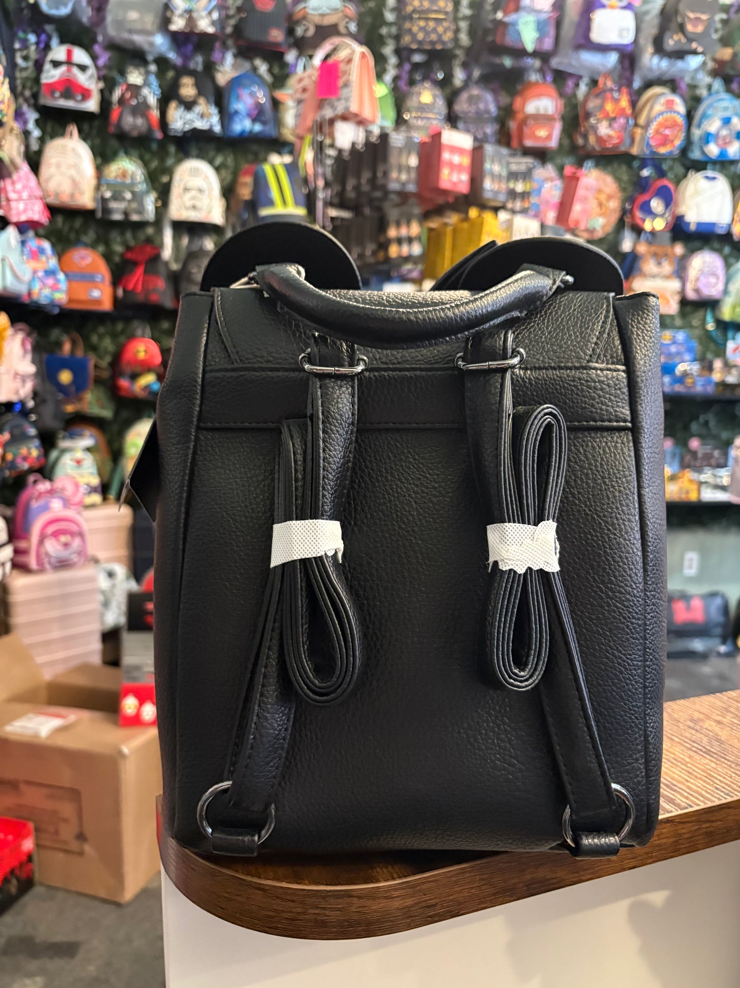Loungefly Black Minimal PEB Laser Cut Flap mini backpack