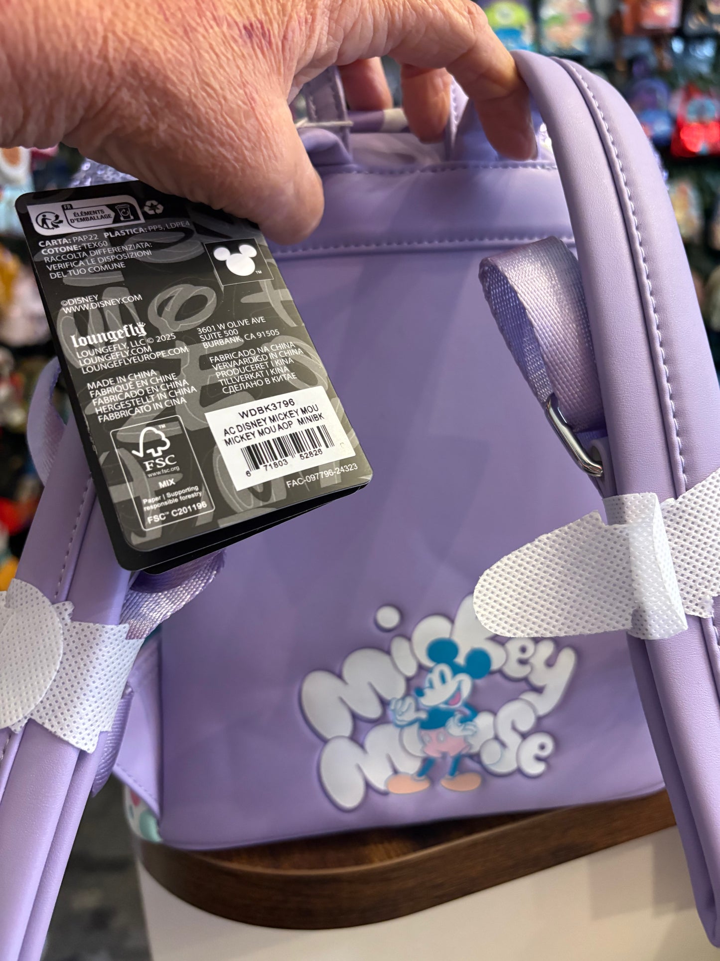Loungefly Disney Mickey Mouse AOP Purple Sequin Mini Backpack