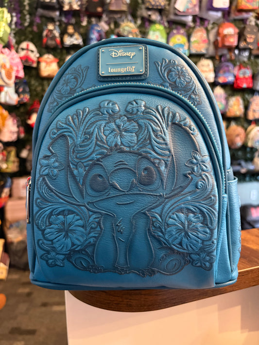 Loungefly Blue Tooled Stitched Mini Backpack