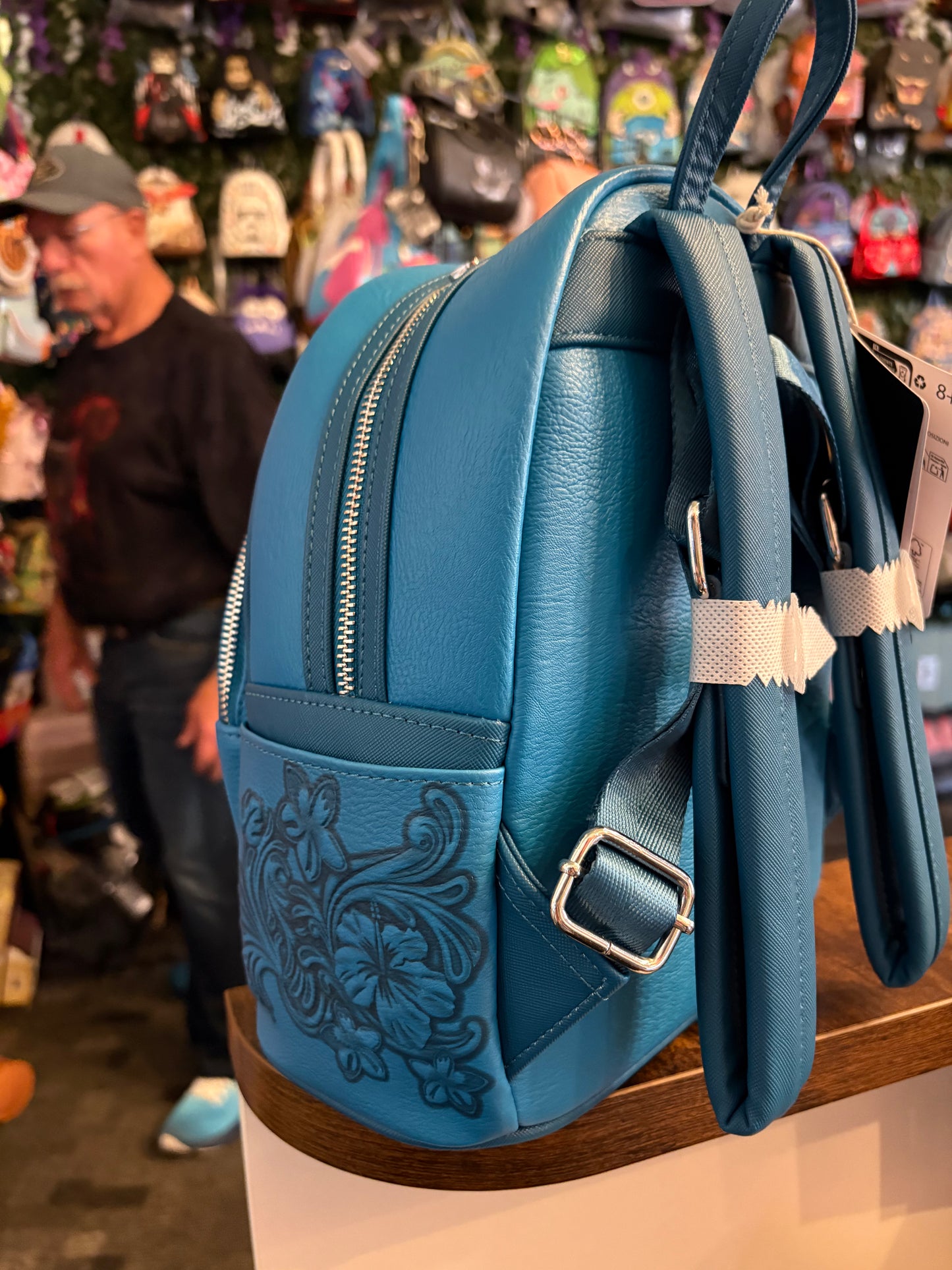 Loungefly Blue Tooled Stitched Mini Backpack