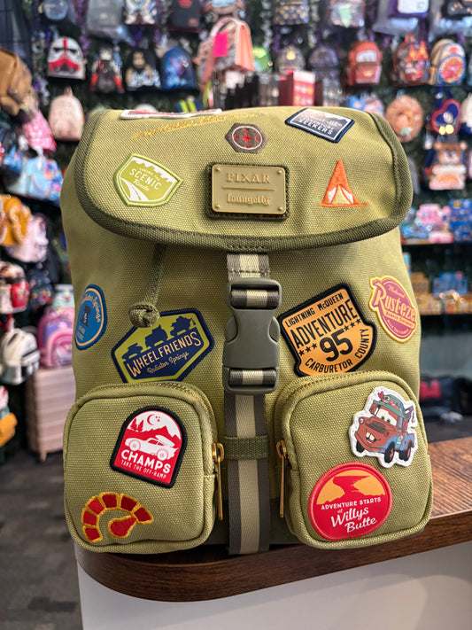 Loungefly Pixar Cars Green Canvas Patch Mini Backpack