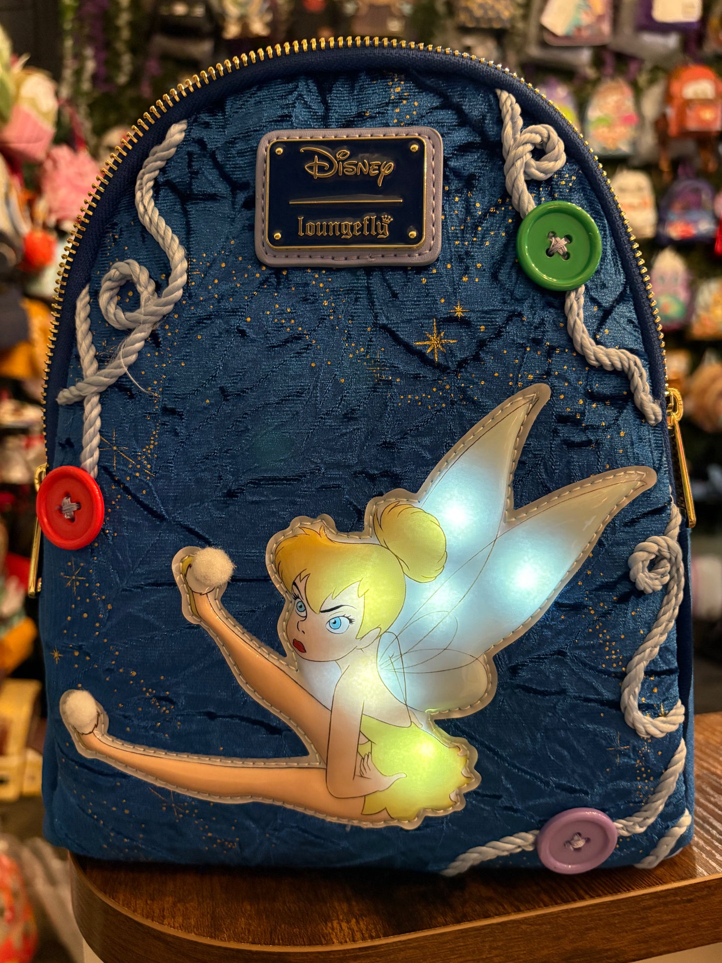 Loungefly Disney Peter Pan Tinker Bell lights up mini backpack