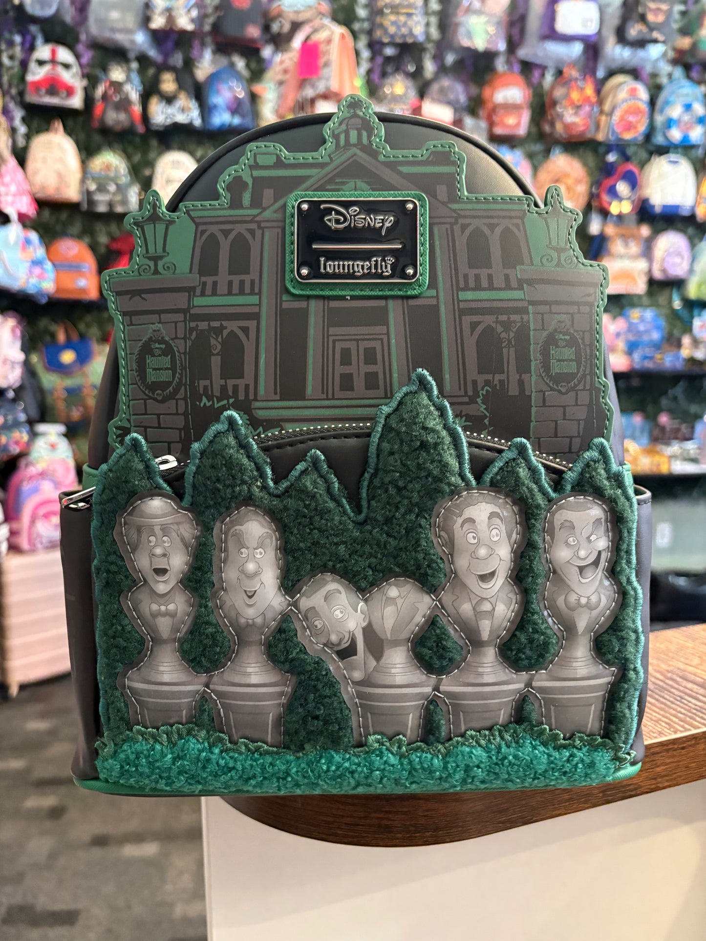 Loungefly Haunted Mansion Busts mini Backpack Glows in the Dark