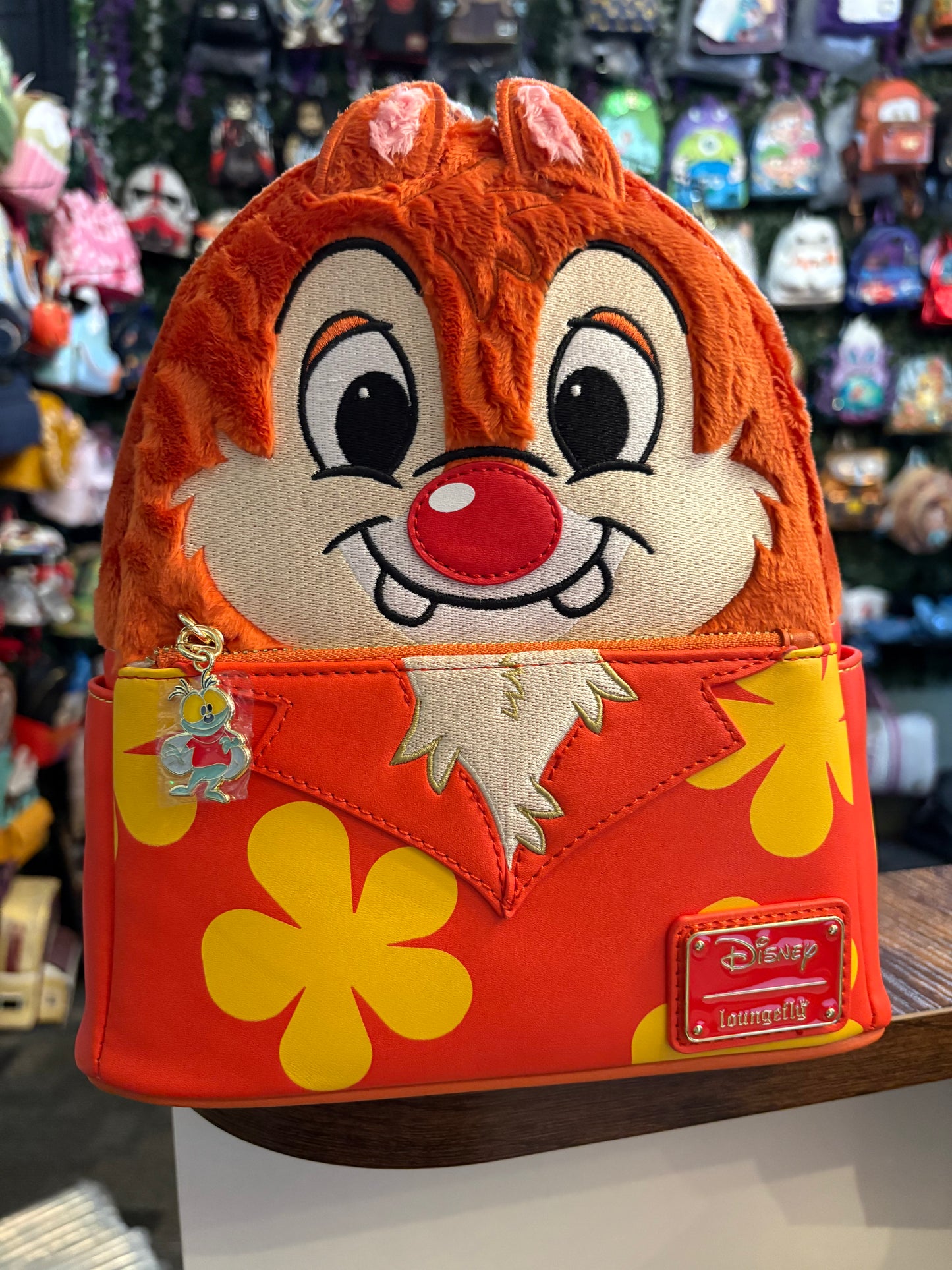 Loungefly W11 Disney Dale Cosplay Rescue Rangers mini backpack fuzzy orange plush