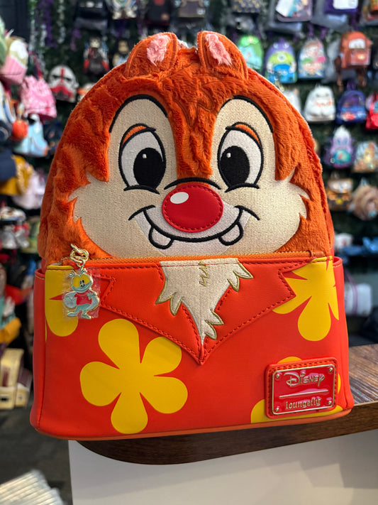 Loungefly W11 Disney Dale Cosplay Rescue Rangers mini backpack fuzzy orange plush