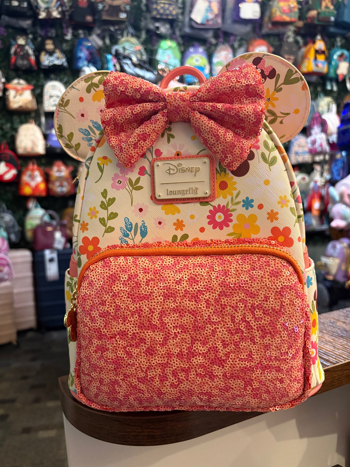 Loungefly Disney Minnie Mouse Springtime Sequin mini backpack