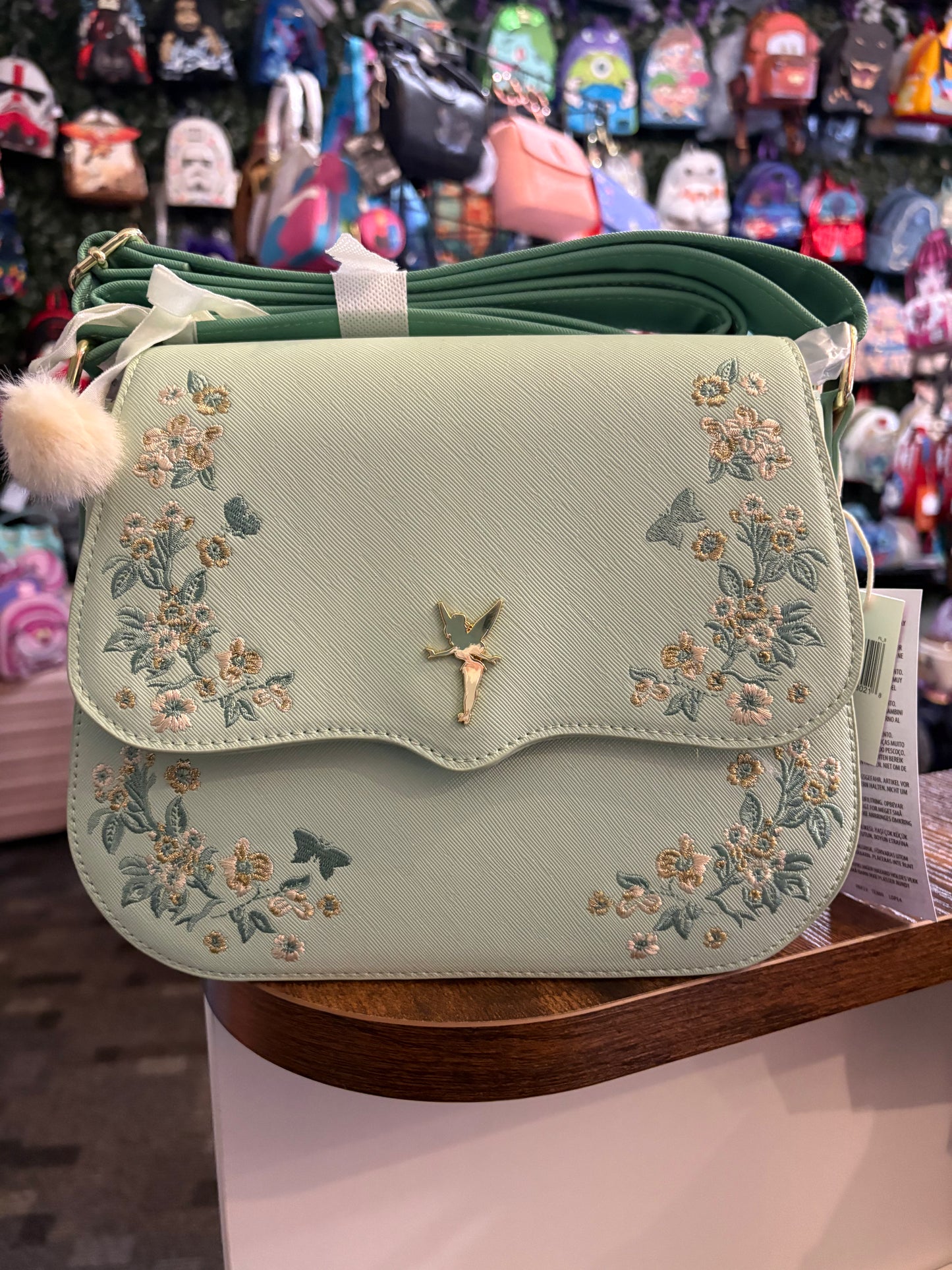 Loungefly TInker Bell Disney Parks 2026 Silhouette Floral Crossbody light green