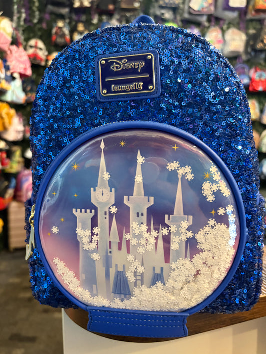 Loungefly Princess Cinderella castle mini backpack sequin SNOW GLOBE
