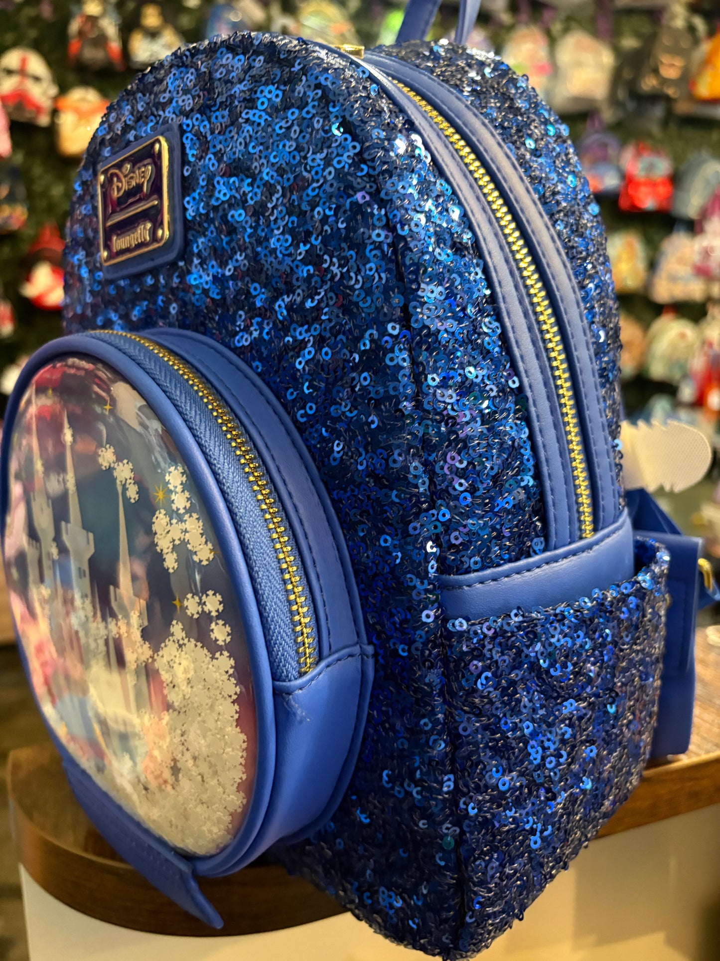 Loungefly Princess Cinderella castle mini backpack sequin SNOW GLOBE
