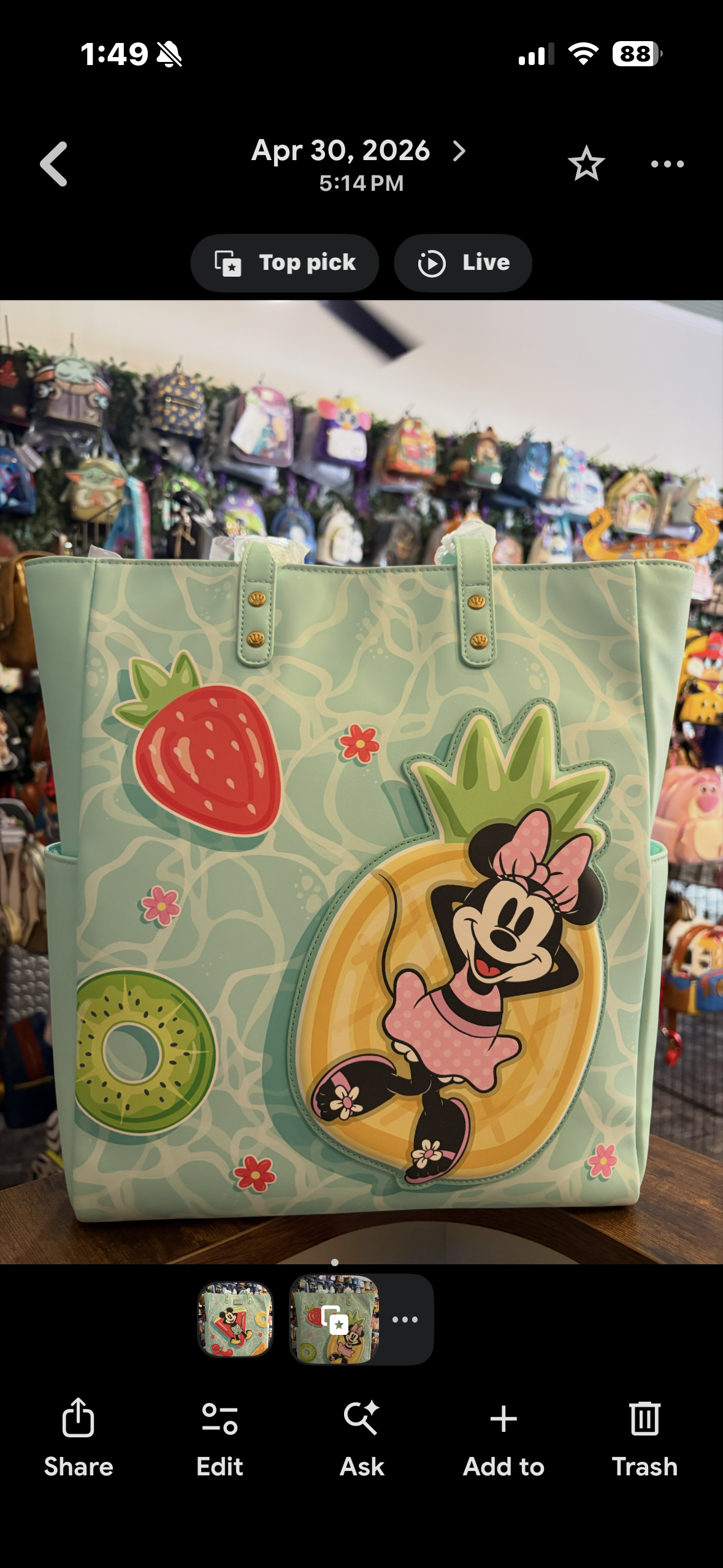 Loungefly Disney Mickey and Minnie Summer Tote